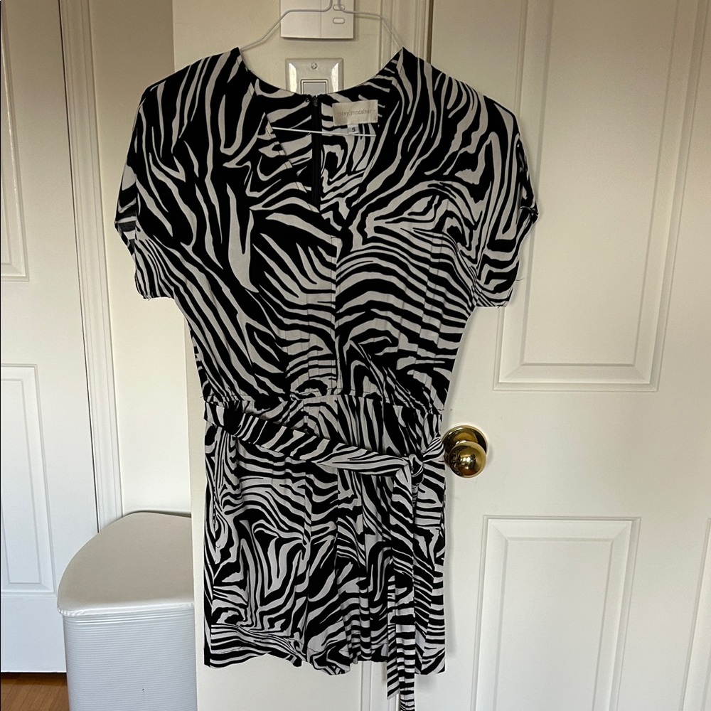 Black & White Zebra Print Women’s Tie-Waist Romper